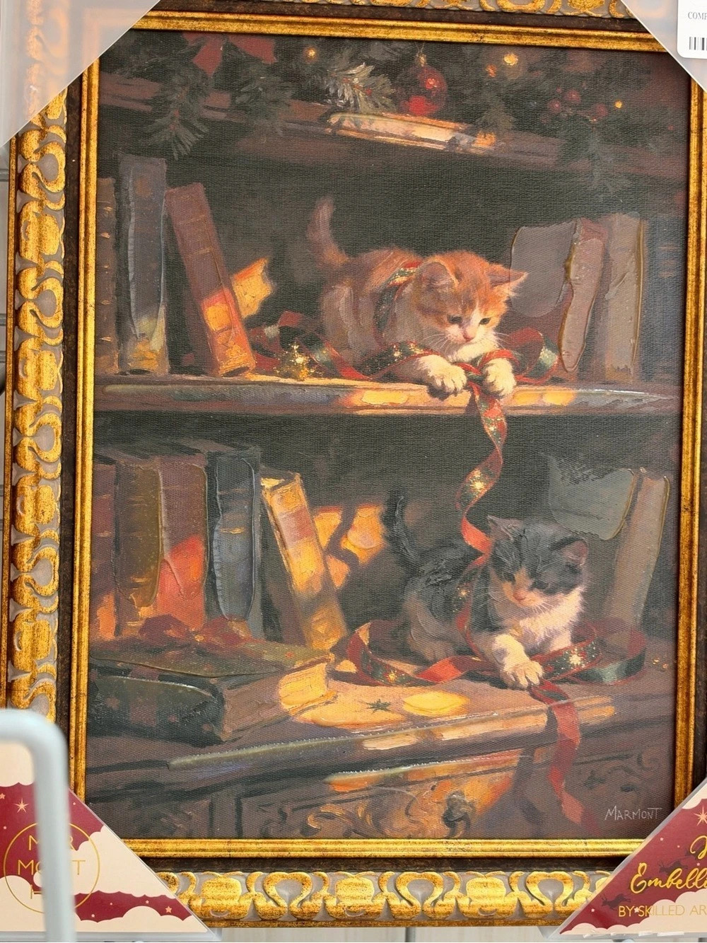 Marmont Hill Framed Cat Painting in Brown & Gold